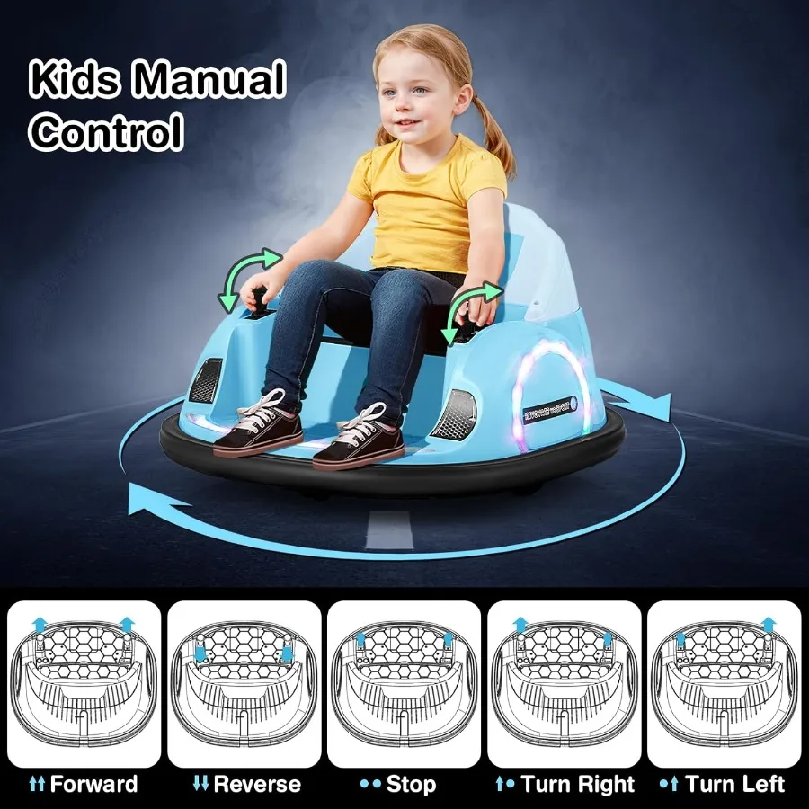 12v bebê pára-choques carro para crianças 1-3 passeio em carro de brinquedo com controle remoto 360 graus rotação música brilhante luzes led ele