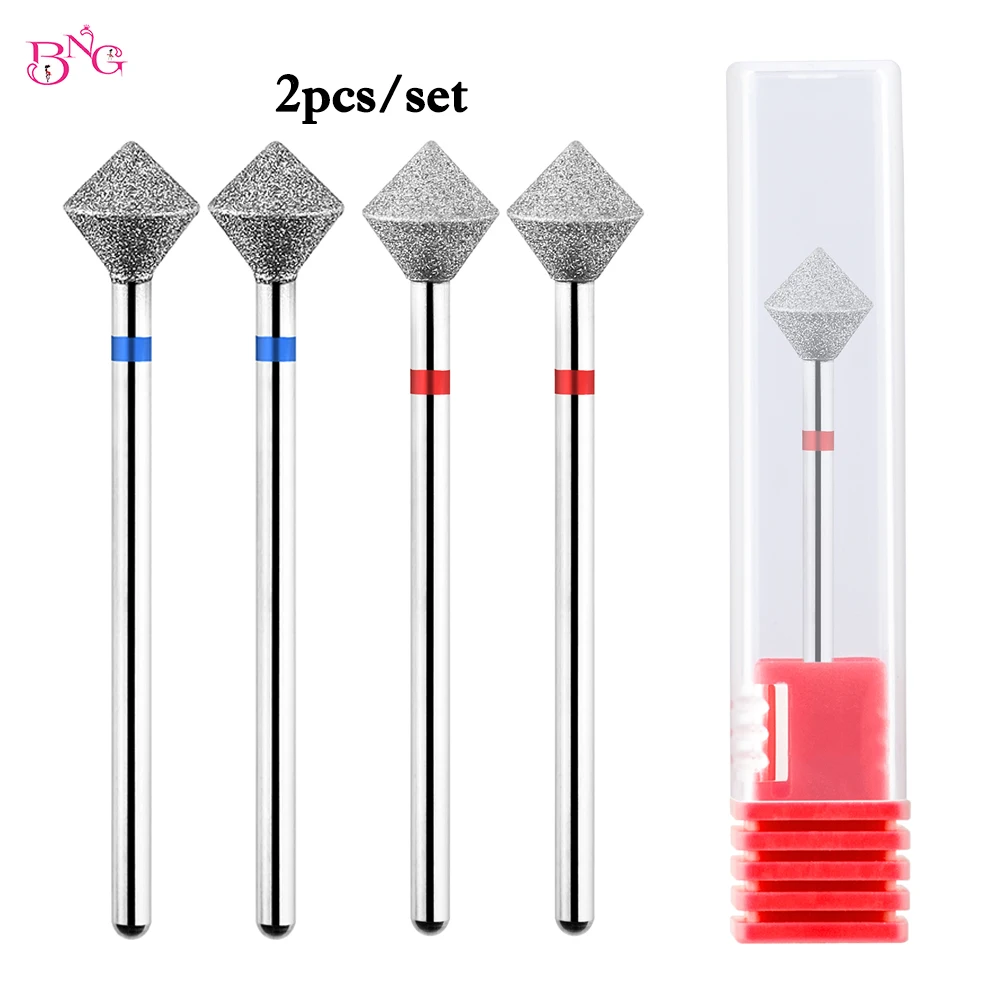 

BNG 2Pcs 7.5mm Rhombus Diamond Nail Drill Bit 3/32" Rotary Burr Manicure Pedicure Grinding Head Nail Cutters for Professional