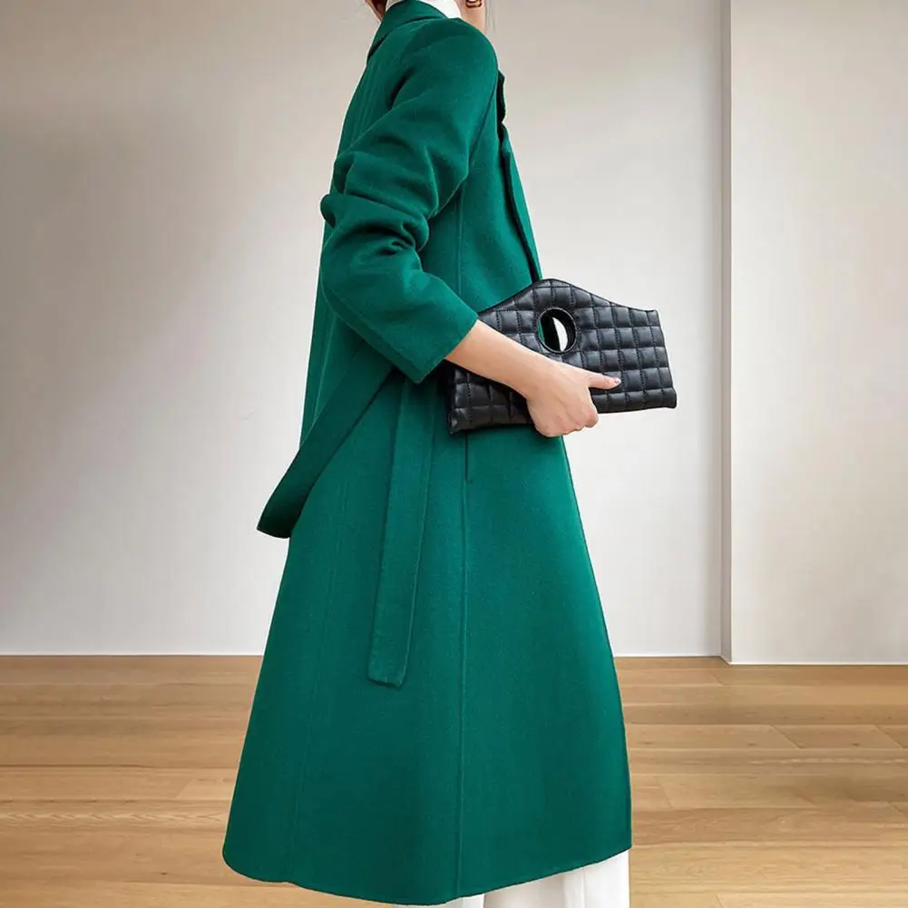 New Fashion Woolen Coat And Jackets Women Autumn Casual Slim Solid Color Elegant Long Coats Clothing Пальто Женское With Belt
