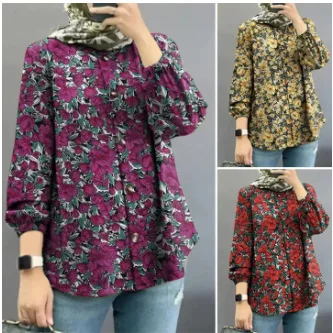 Shirt Printing Button Eid Muslim Abaya Women Loose Cardigan Jalabiya Ramadan Morocco Dubai Abayas Kaftan Islam Caftan Arab