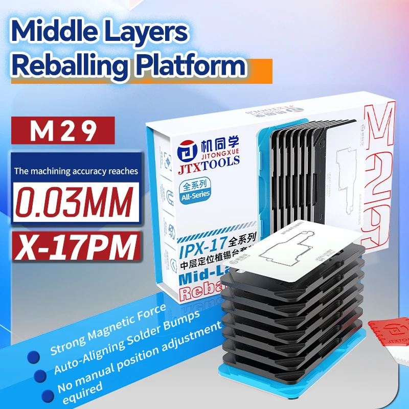 

JTX M29 Middle Frame Reballing Platform Motherboard Holder BGA Reballing Stencil For iPhoneX-17PM Motherboard Repair Tool