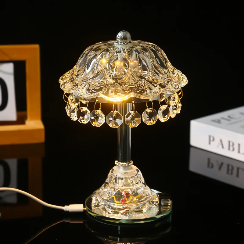 

Nice Crystal Table Lamp Home Bedroom Rechargeable Night Light Atmosphere Lighting