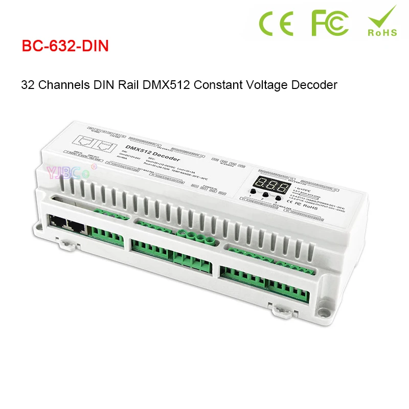 Imagem -03 - Decodificador do Trilho Dmx do Ruído C.c. 12v24v cv Pwm Rj45 8-bit16-bit Dmx512 1990 Única Cor Cct Rgb Rgbw 24ch 32ch 40ch