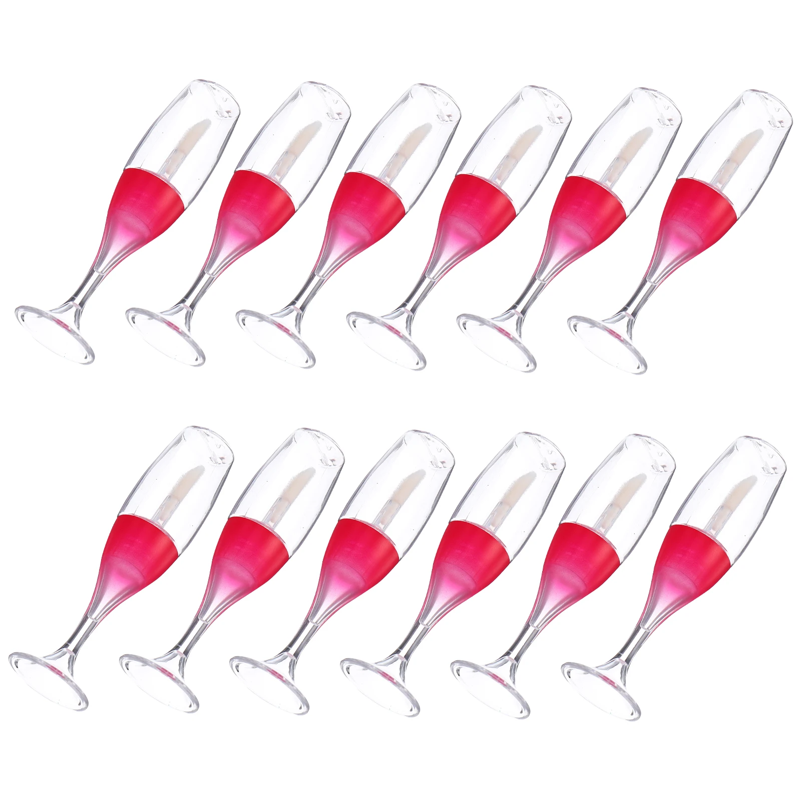 12 tubos brillantes con forma de mini copa de vino, envases de plástico vacíos para bálsamo recargable, frascos para almacenamiento, botella de brillo labial, color labial