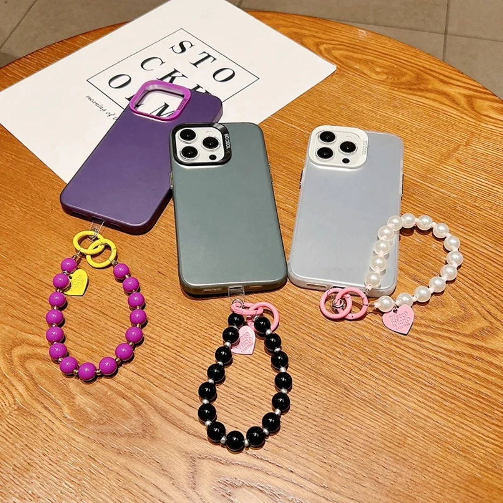 Bunte Liebe Perlenkette hängende Handyhülle für iPhone 16 15 14 13 12 11 Pro Max X XR XS Max 8 7 Plus SE 2020 stoßfeste Abdeckung