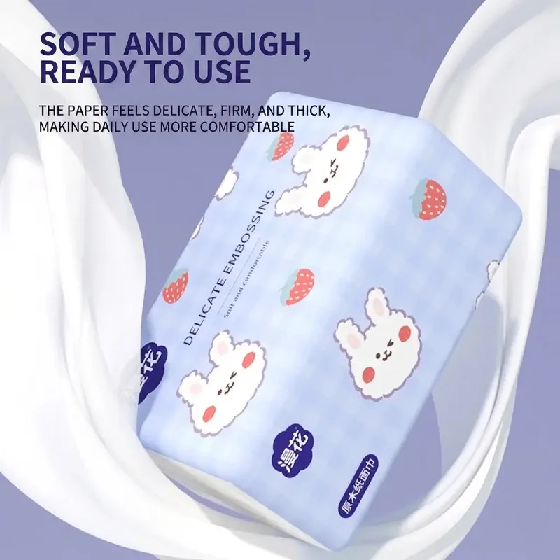 30Packs Manhua Facial Tissues 5-Ply 320 Sheets Virgin Wooden Pulp No Fluorescent Cartoon Rabbit Household Napkins Paper Towels