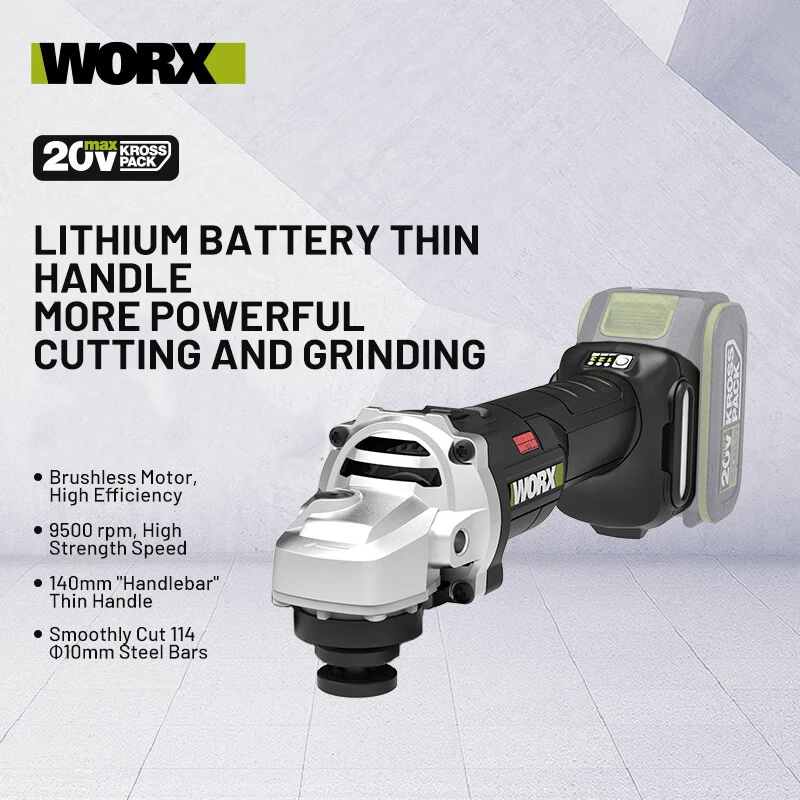 WORX 20V Brushless Lithium Angle Grinder WU806.9 (bare Machine) Cutting and Polishing Hand Grinder Charging Electric Tool