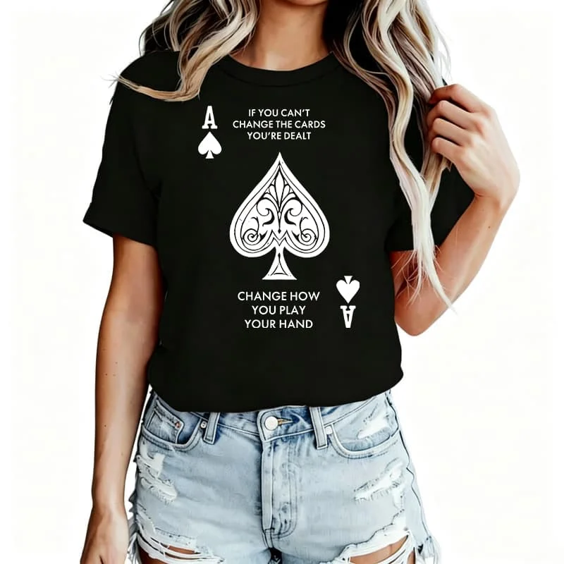 Ace of Spades Women's T-Shirt 100% Cotton Funny Graphic Short Sleeve Tee Novelty Shirt Casual Crew Neck Top S-5Xl