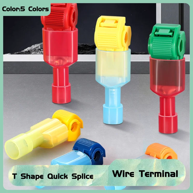 10/50 Sets T Shape Quick Splice Electrical Wire Connectors 22-17AWG/15-13AWG/13-10AWG Crimp Terminals Block Lock For Sq 0.5-4mm