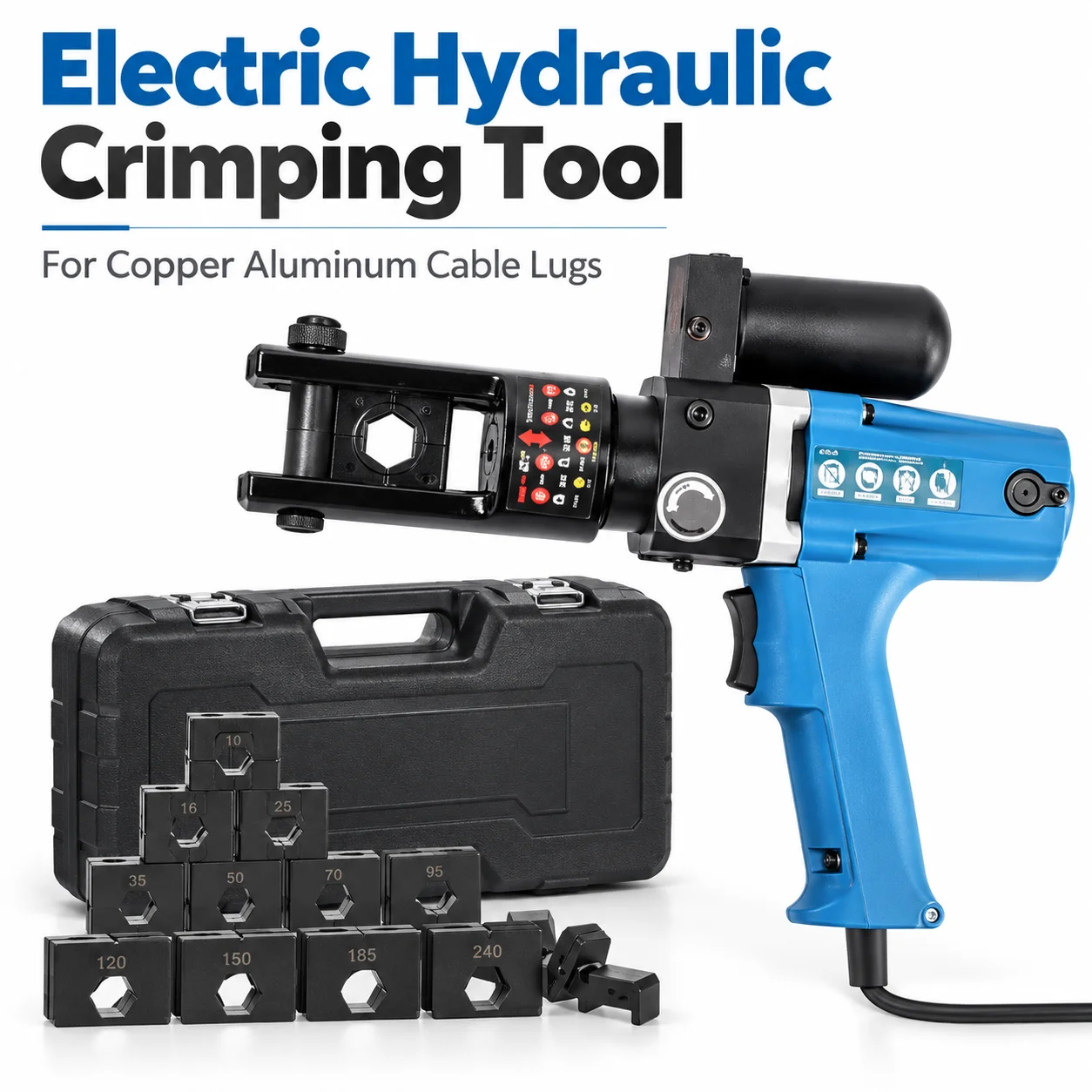 AOLIVIYA Electric Hydraulic Crimping Tool Cordless Cable Crimper Battery Powered Wire Lug Terminal Press Pliers Copper Aluminum