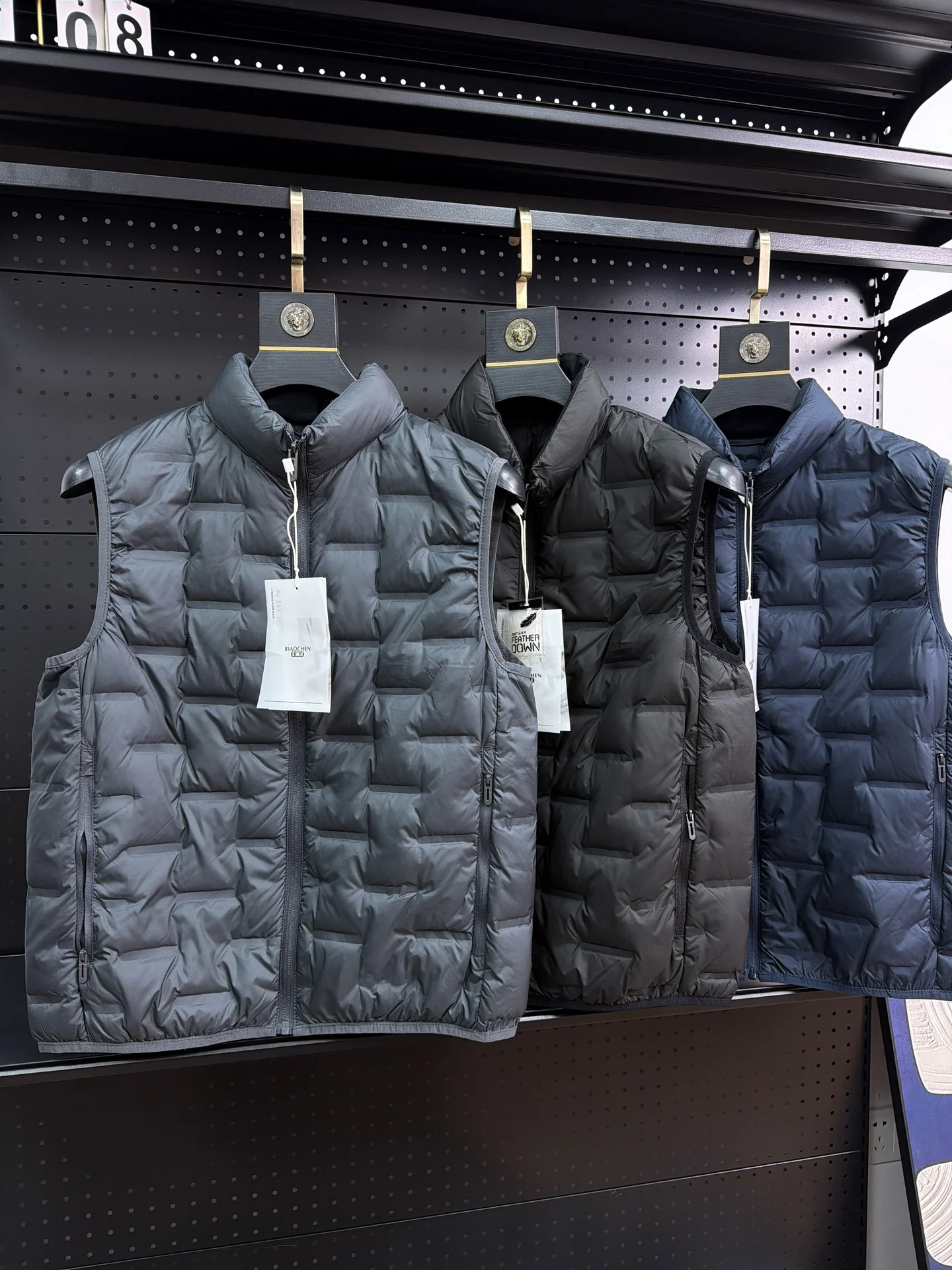 Waterproof High Density Weave down Vest Men's Seamless Heat Preservation Stand Collar Simple Fashion Urban Outdoor Wear