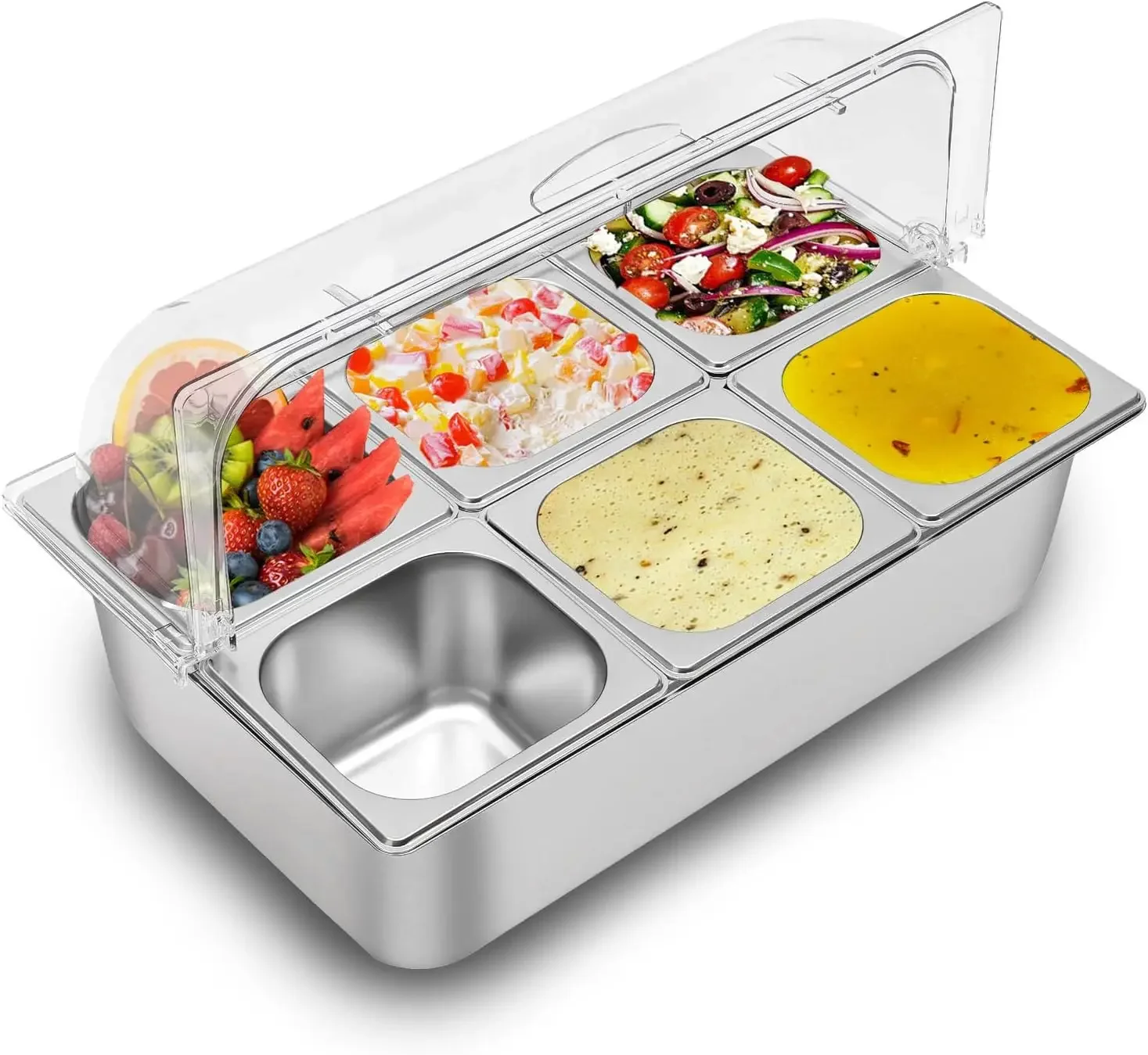 

Сервировочный поднос для мороженого с прозрачной крышкой, холодильное блюдо для шведского стола, подходит для банкетных подносов с морепродуктами и фруктами.