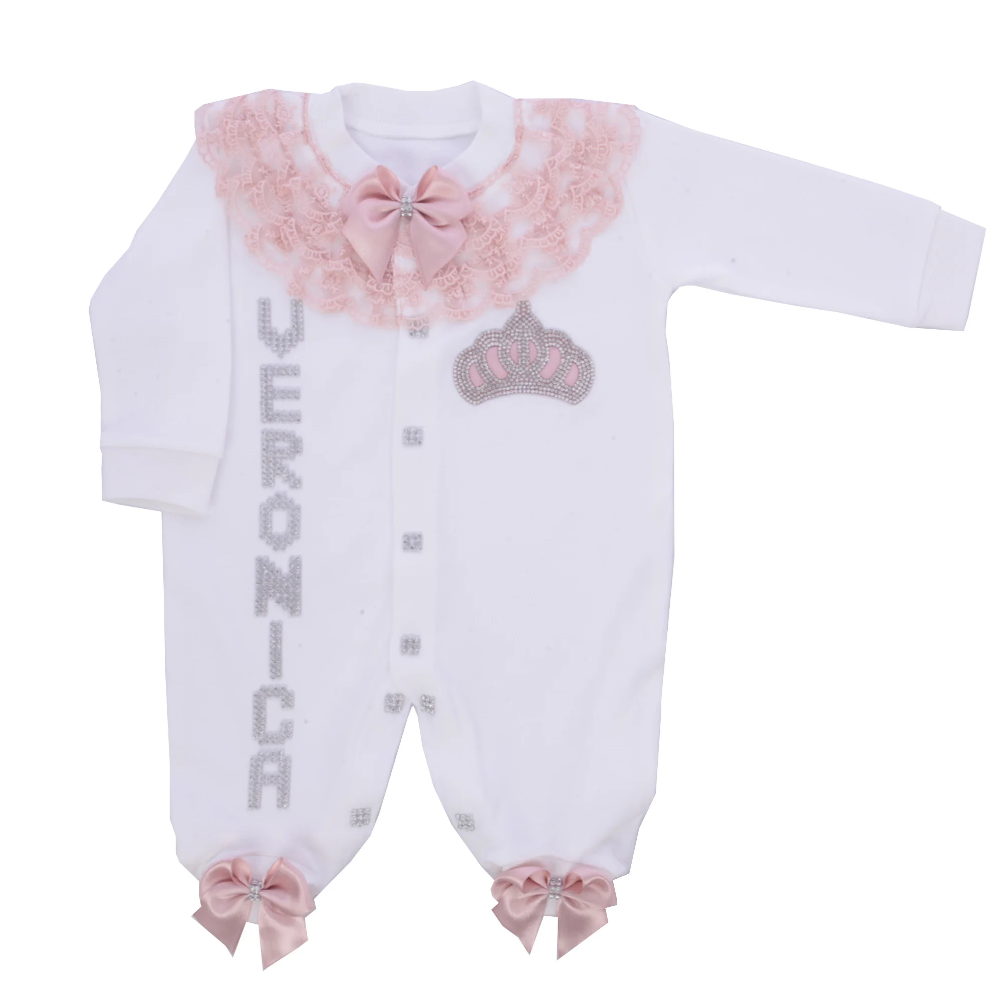 5 stücke Prinzessin nach Hause kommen Baby Stram pler Set personal isierte Name handgemachte kostbare Kindergarten Krankenhaus erhalten Decke Stram pler Set