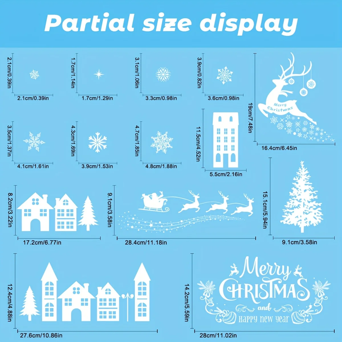 Christmas Window Stickers,79pcs/4 Sheets Christmas Window Stickers, Double-Sided Removable Stickers,Suitable for Christmas Gifts