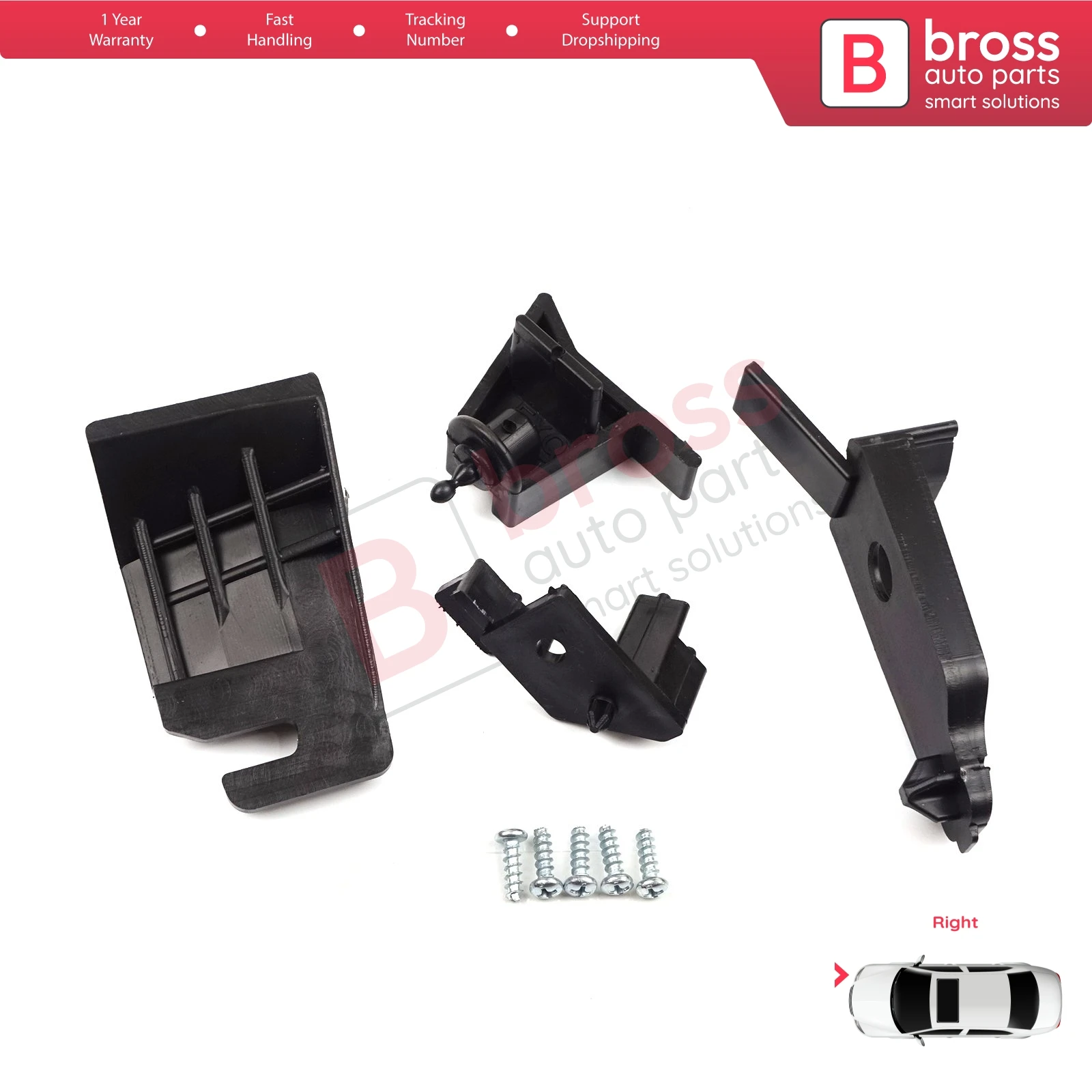 BHL545 Car Headlight Housing Repair Mount Bracket Tab Clips Right for Ford Transit Tourneo Courier MK1 2013-2022 ET7613W029