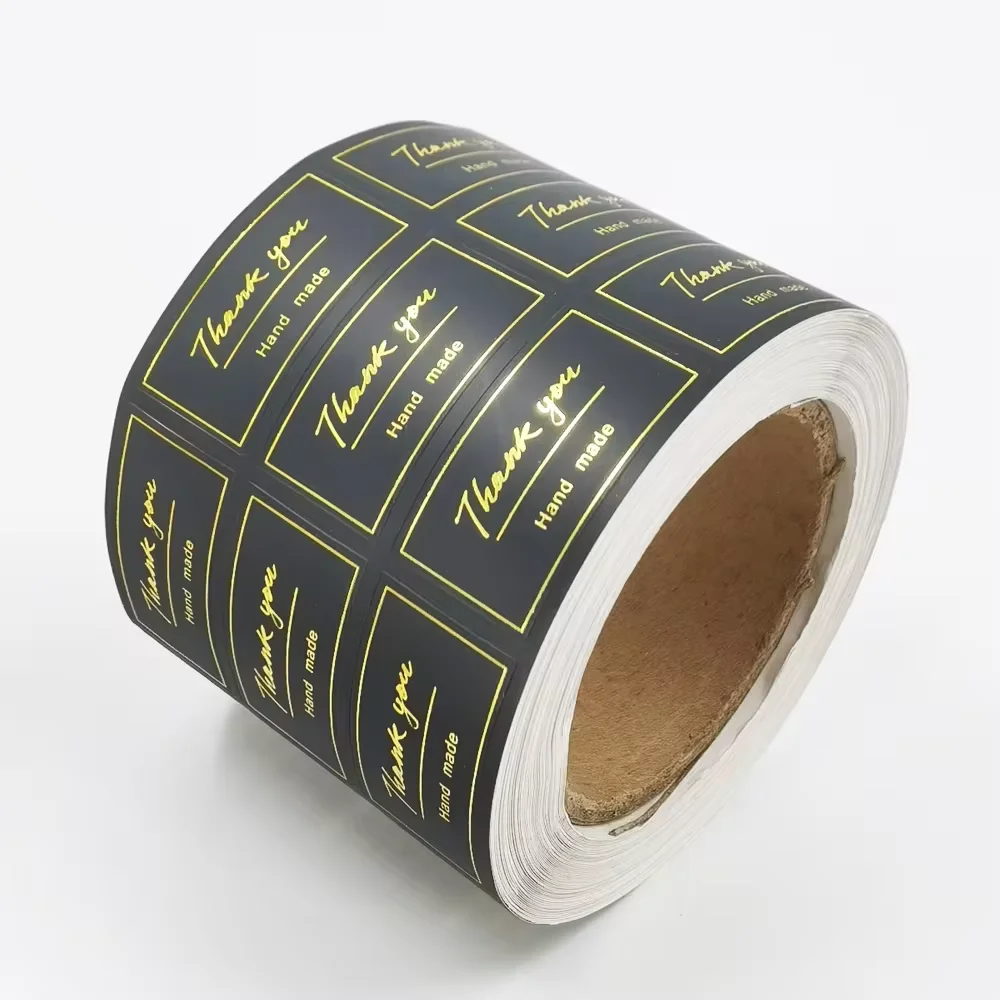Custom Hot Stamping Gold Foil Label｜Custom Logo Sticker Printing｜Kraft Paper Adhesive Labels