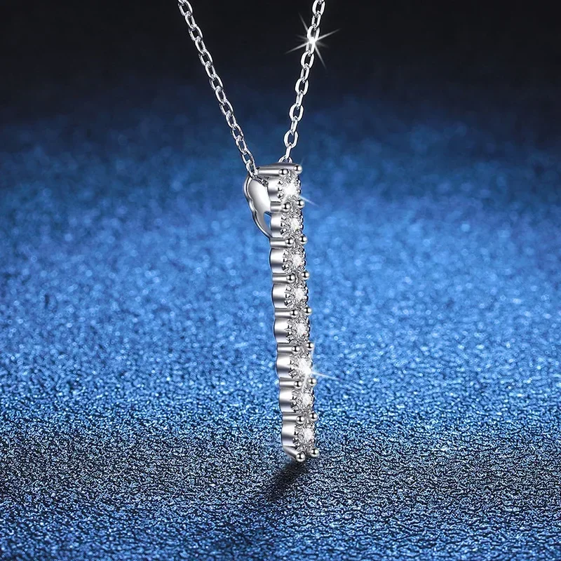 EWYA Real 0.24cttw 2mm Full Moissanite Pendant Necklace for Women S925 Silver Pass Diamond Test Neck Chain Necklaces Wholesale