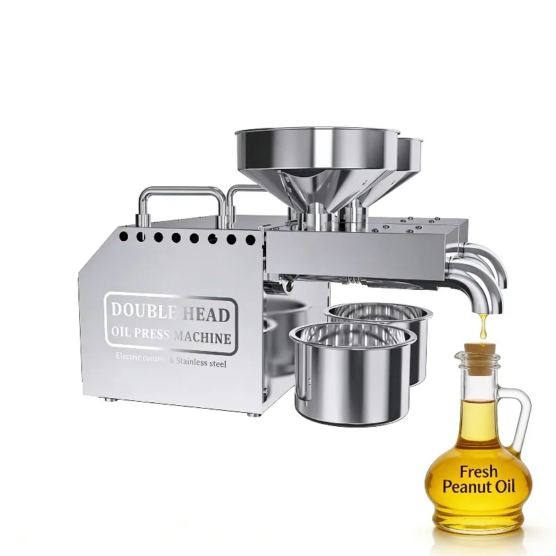 Durable stainless steel double head press for peanuts, sesame seeds, rapeseed, suitable for home kitchens and shops