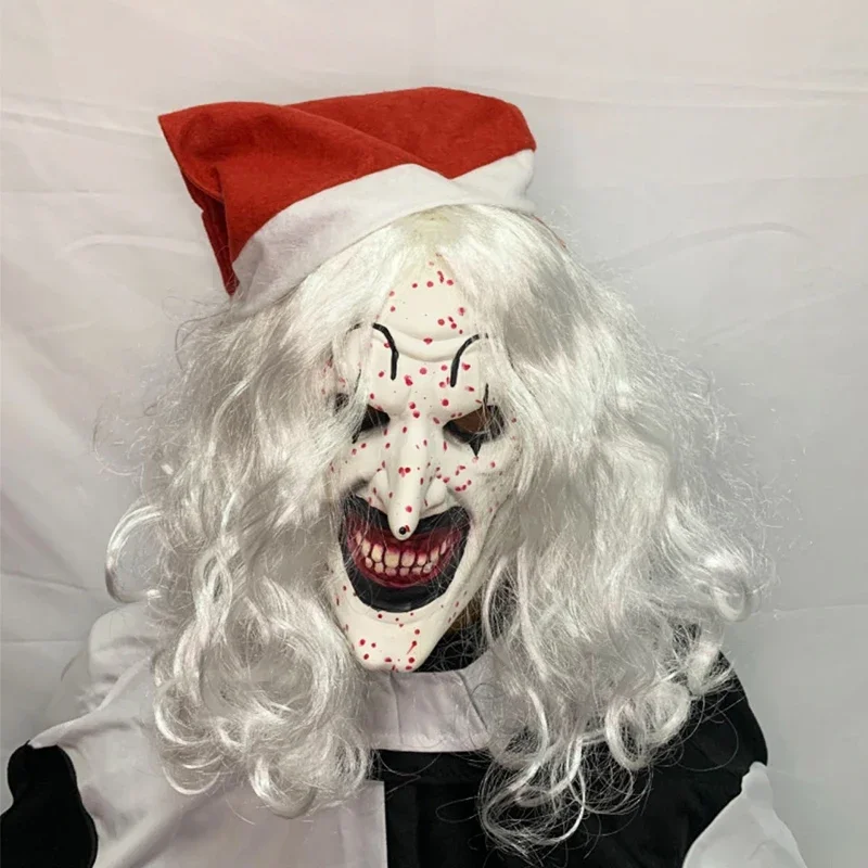 영화 테리어 3 광대 코스프레 마스크 공포 라텍스 마스크, 크리스마스 킬링 광대 역할 놀이 헤드기어, 할로윈 카니발 파티