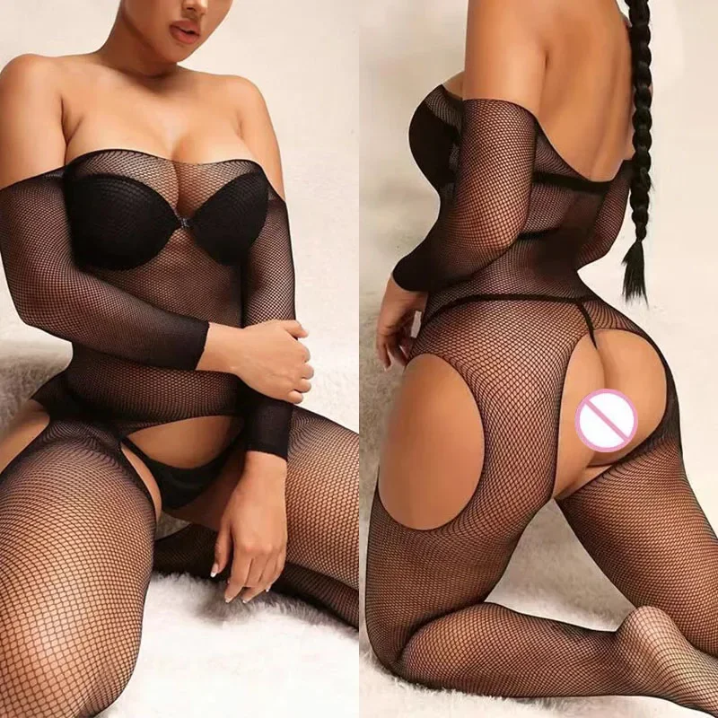 Bodysuit Fishnet Open Bra Crotch Underwear, Pornô Crotchless Sexo BodyStockings, Teddy Apertado, Lingerie Transparente para Mulheres, Gay Bdsm