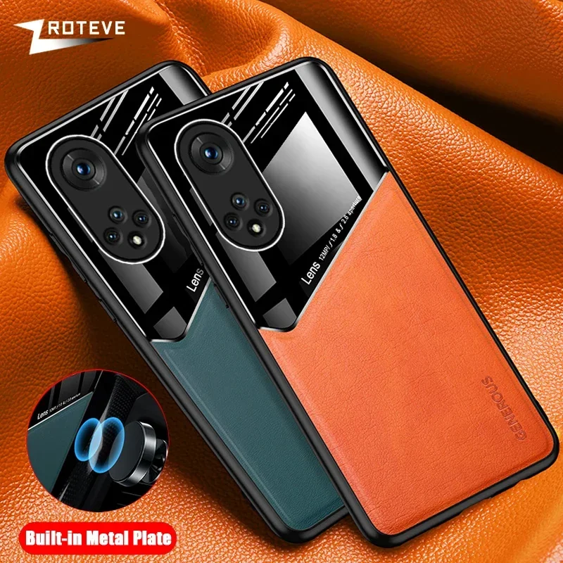 For Honor50 Case Zroteve PU Leather Car Magnetic Hard PC Cover For Huawei Honor 50 Shockproof Phone Cases