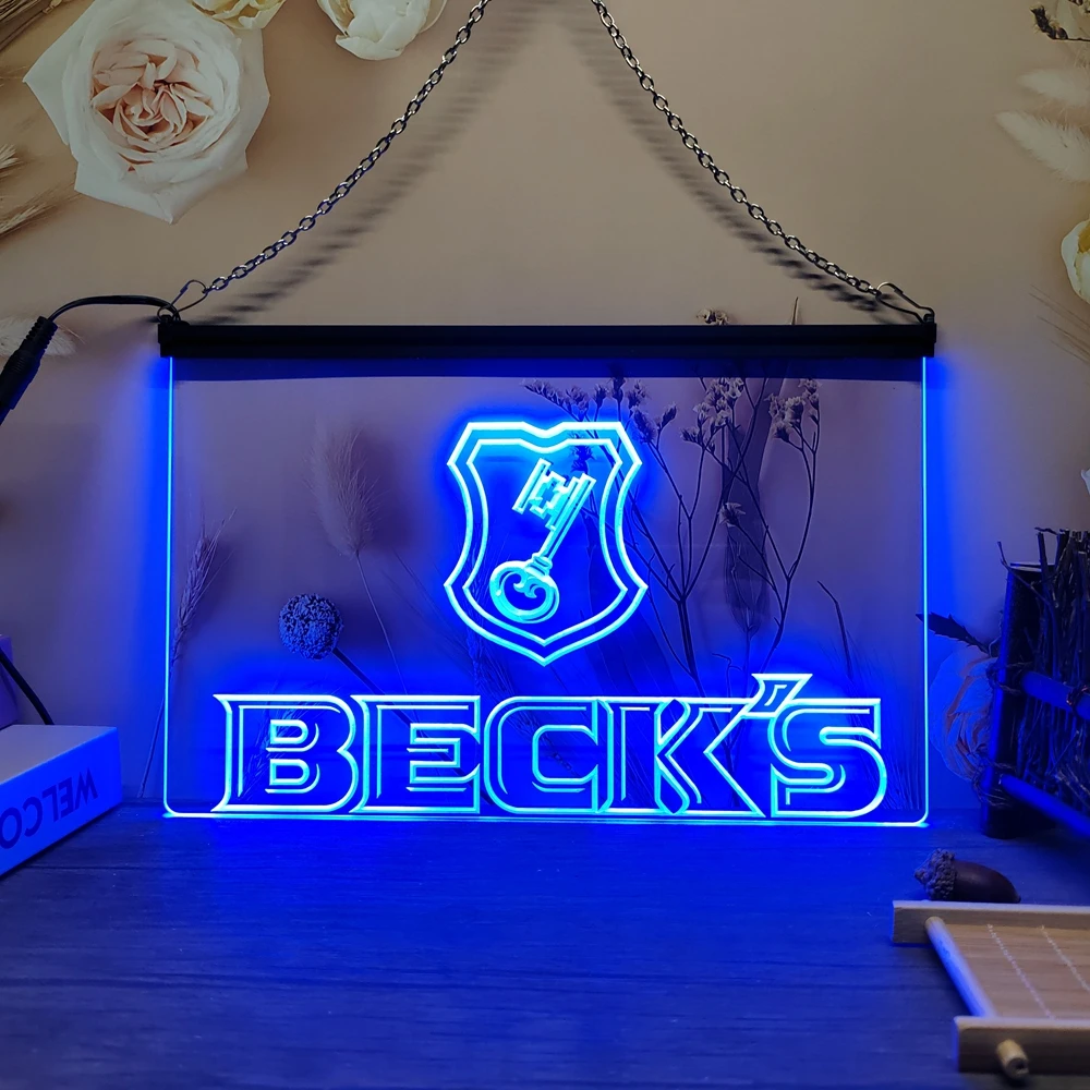 Beck's Bier Schild Bar-3D Gravur LED Neon-Schild Heimdekoration Wand Hochzeit Kreative Schlafzimmer Schreibtisch-Deko
