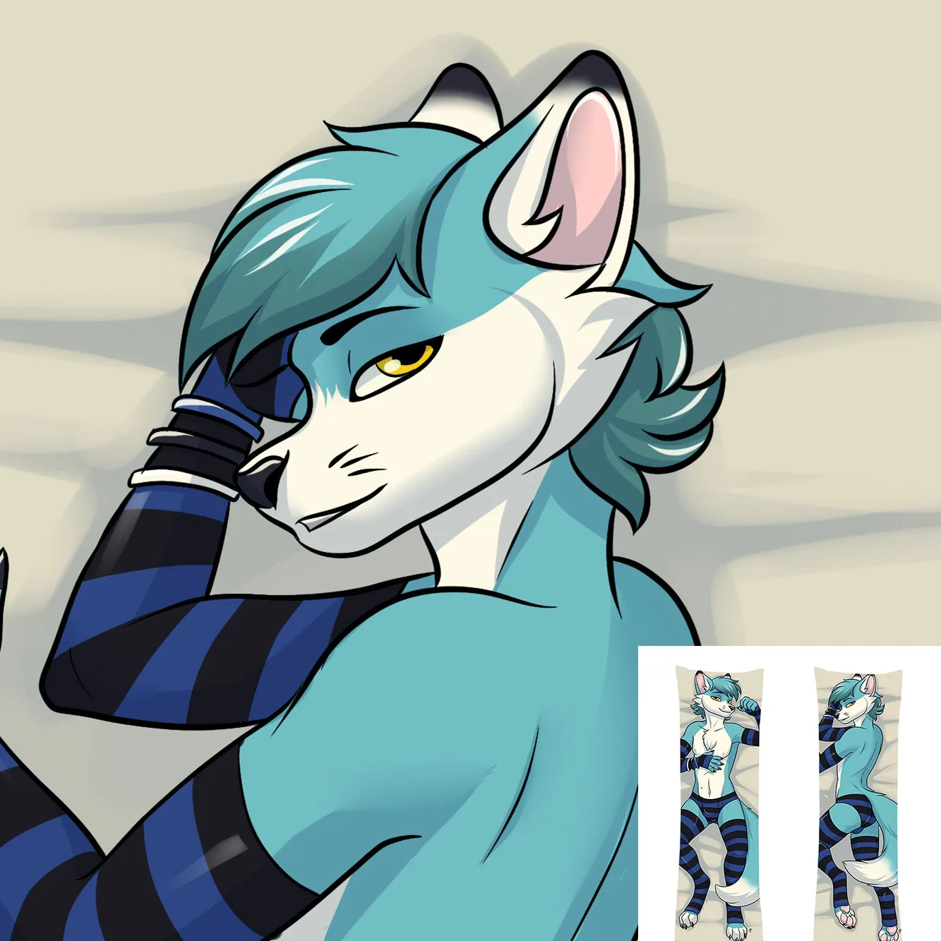 

NEW Furry Foxcat Vulpine Anthro Dakimakura Mammal Pillowcase Sexy Body Hugging Cover 4 Sizes Anime Manga