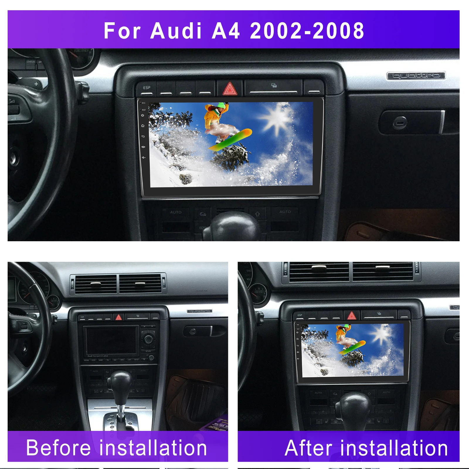 for Podofo 9'' For Audi A4 2002-2008 Plastic Fitting Frame Special Kit 2 Din Car Radio Head Unit Installation Auto Stereo Player