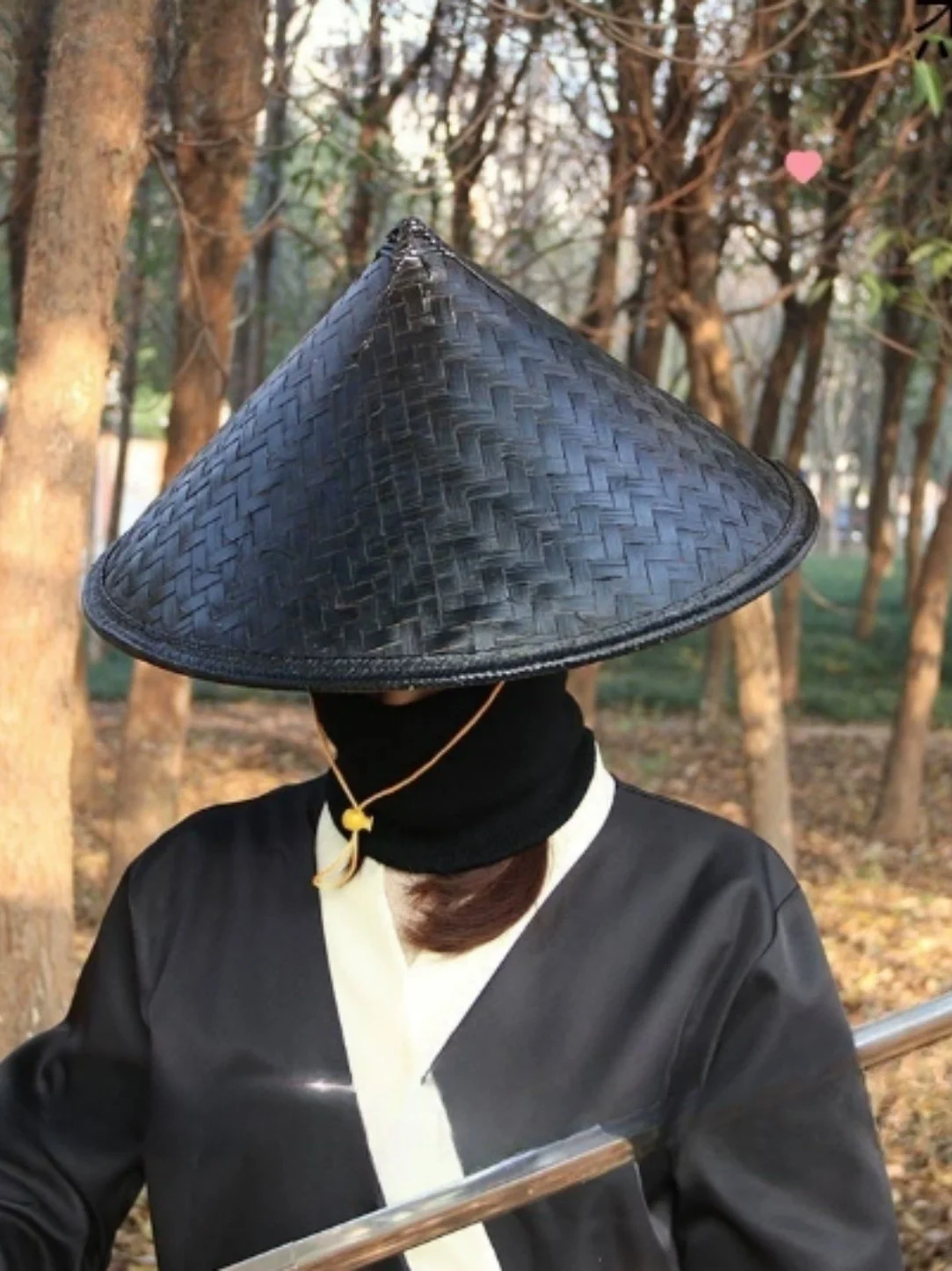 Black Bamboo Woven Sun Protection Hat Martial Arts Style Dance Performance Props Unisex Ancient Chinese Hero Hat