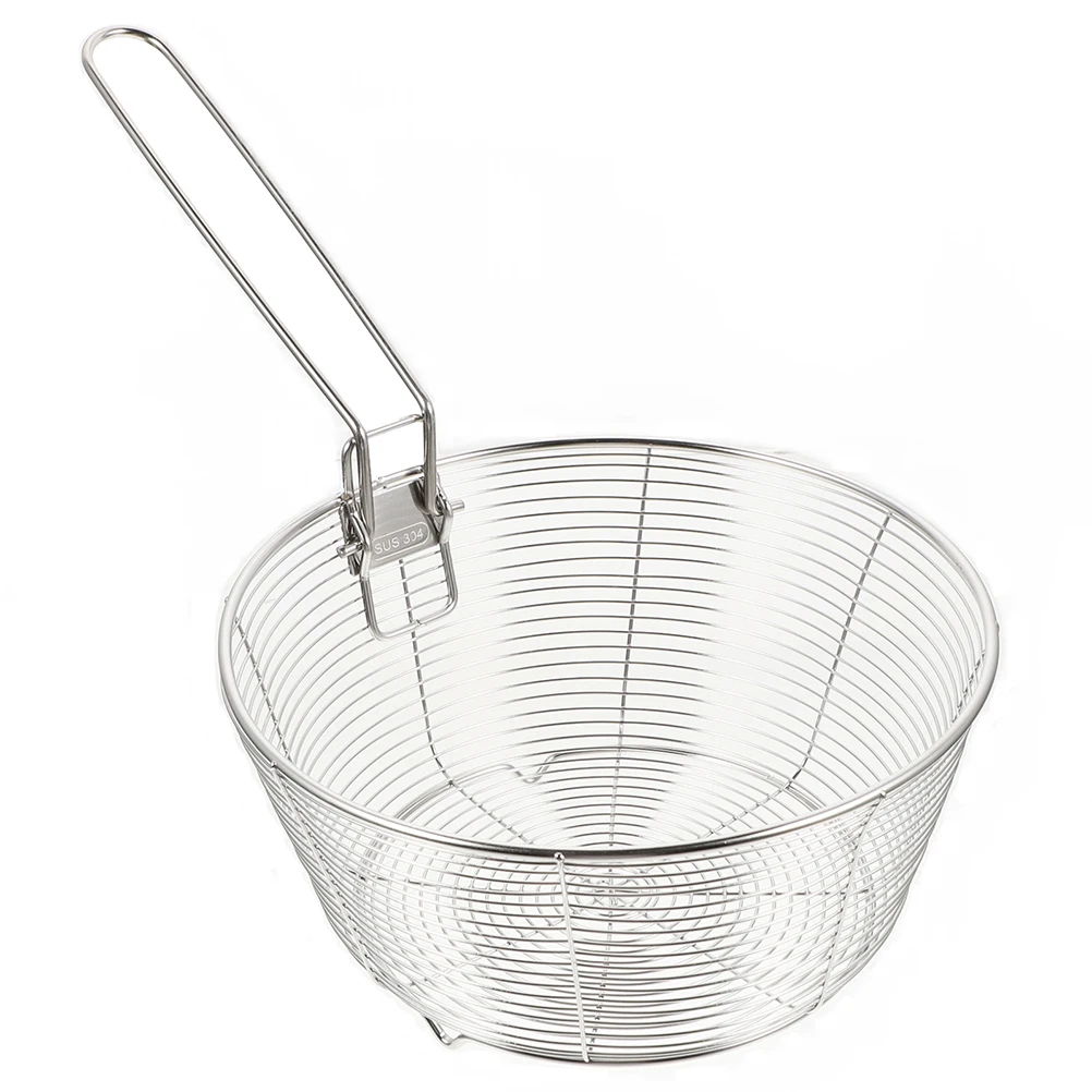 

Stainless Steel Fry Kitchen Draining Noodle Frying Net Deep Fryer Baskets French Fries Mesh Cooking Reusable Practical Chip