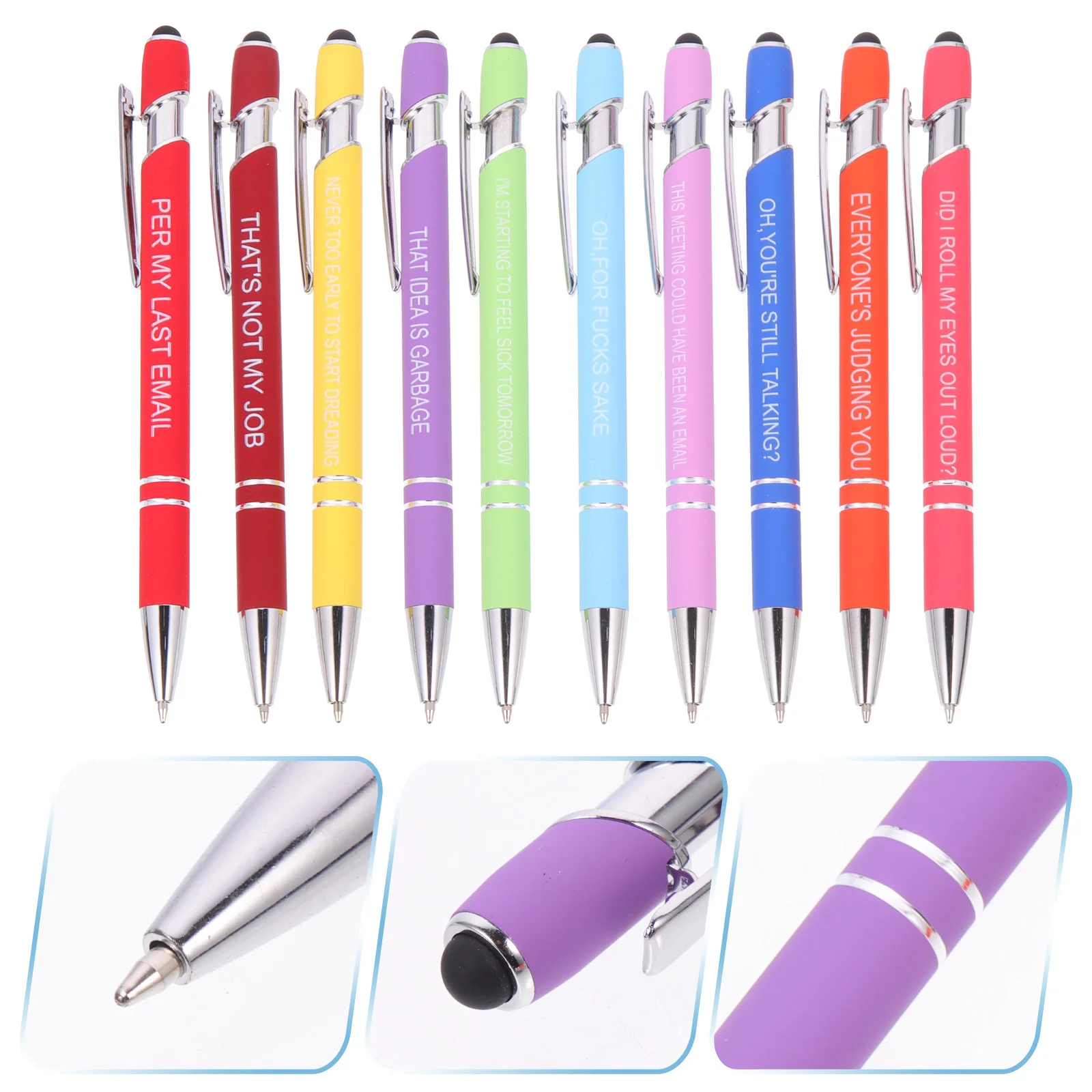 

10 Pcs Inspirational Motto Pen Set Ballpoint Motivational Pens Bulk Daily Use Adult Metal Writing Office Positive