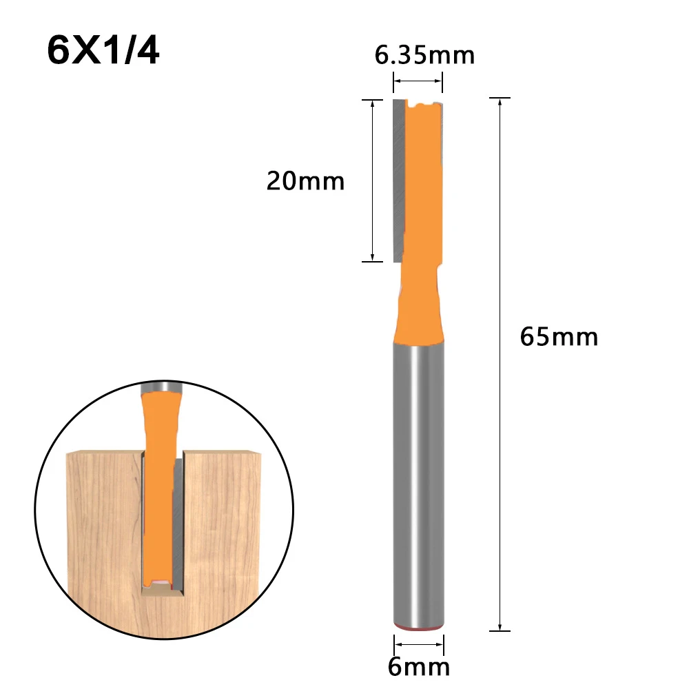 1PC 6MM Shank Milling Cutter Wood Carving Straight Bit Tungsten Carbide Single Double Flute Router Bit Wood Milling Cutter Wood