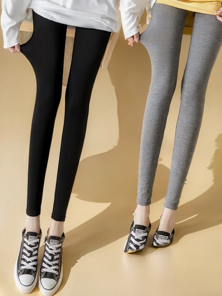 Winter Leggings Woman Hollowed-Out Beige All-Match Push-Up Butt-Lifting Bell-Bottoms Spliced Lightweight Sweatpants Simplicity