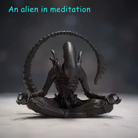 An alien ornament in meditation, creatively designed to create a personalized atmosphere space, suitable for collection.