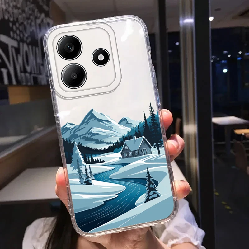 เคสสำหรับเสี่ยวมี่ โพโค X3 เอ็นเอฟซี X3 โปรเคสโทรศัพท์แบบนิ่มสุขสันต์วันคริสต์มาสหิมะฤดูหนาวที่สวยงาม