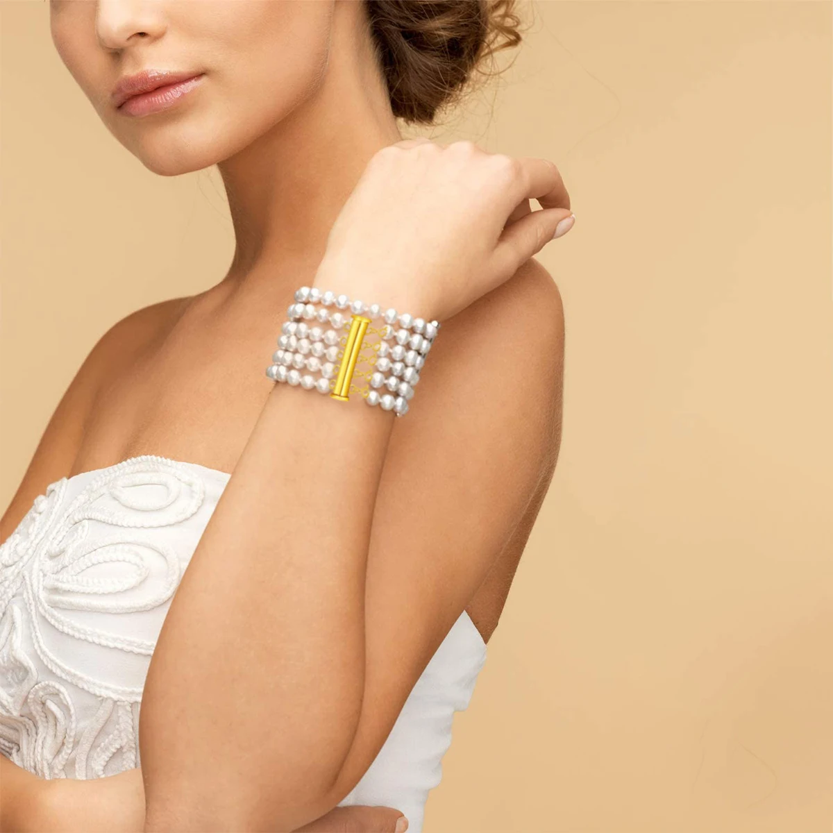 

8 Pcs Pearl Necklaces Buckle Connector Layer Clasp Lock Stack Golden Jewelry Accessories