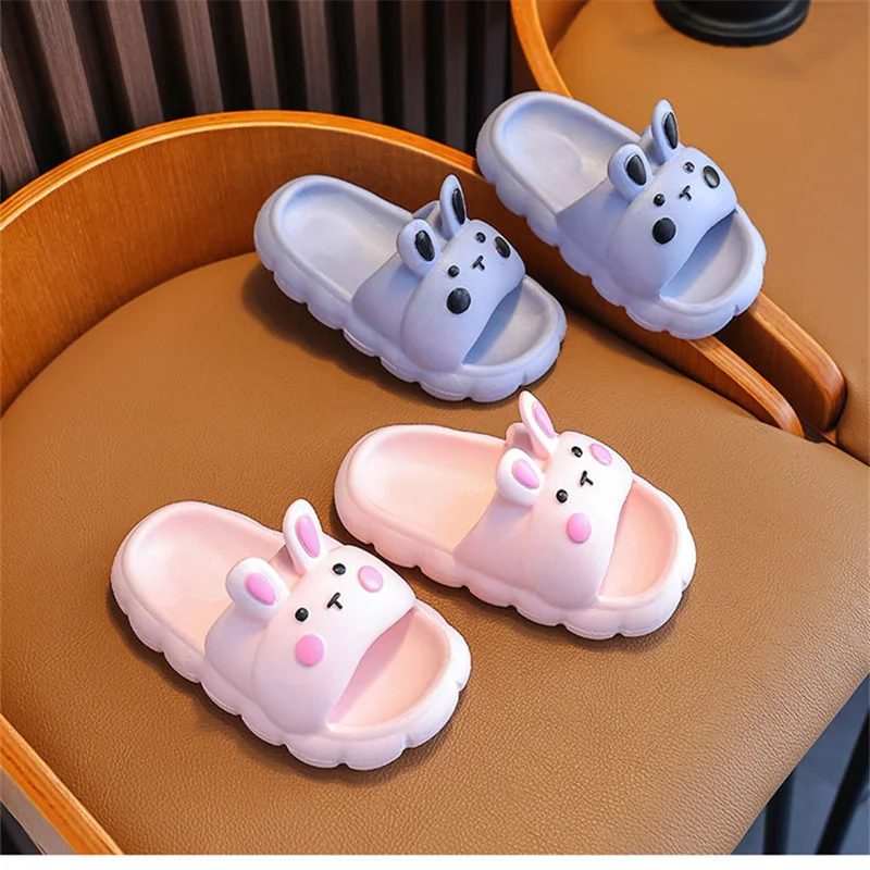 Summer Kids Slippers Boy Girl Shoes Cute Cartoon Three-dimensional Rabbit Sandals Home Shower Child Beach Waterproof Slippers