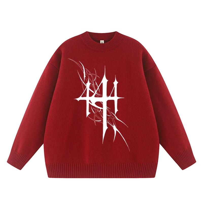 سترة نسائية فضفاضة بأكمام طويلة مطبوعة هاراجوكو سترة نسائية كورية للخريف والشتاء ملابس تريكو ناعمة دافئة سترة نسائية أنيقة متينة إيمو