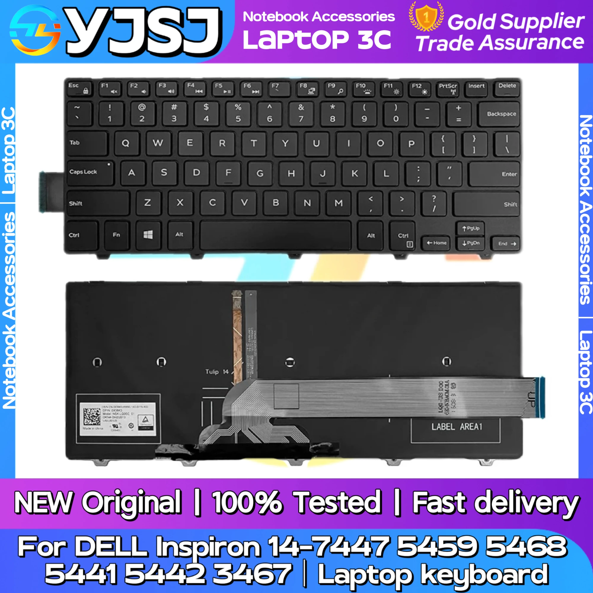 

New Original Laptop Notebook keyboard For DELL Inspiron 14-7447 5459 5468 5441 5442 3467 US backlight keyboard