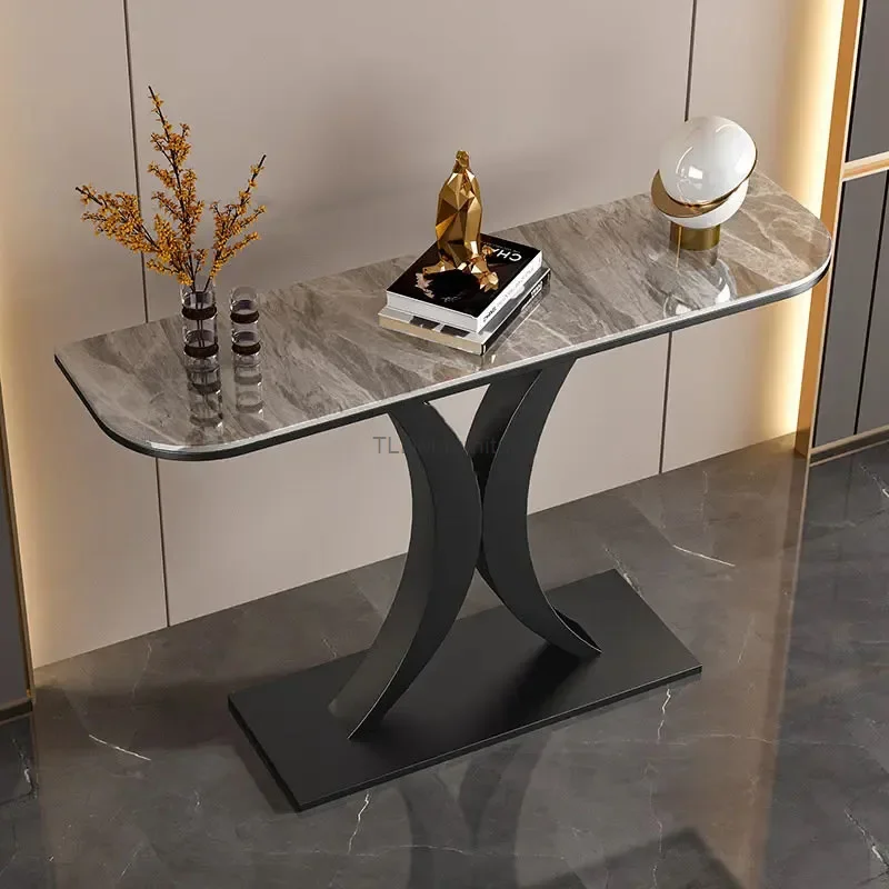 Modern Light Luxury Slate Console Tables Living Room Furniture Entrance Console Home Wrought Iron Against The Wall Hallway Table