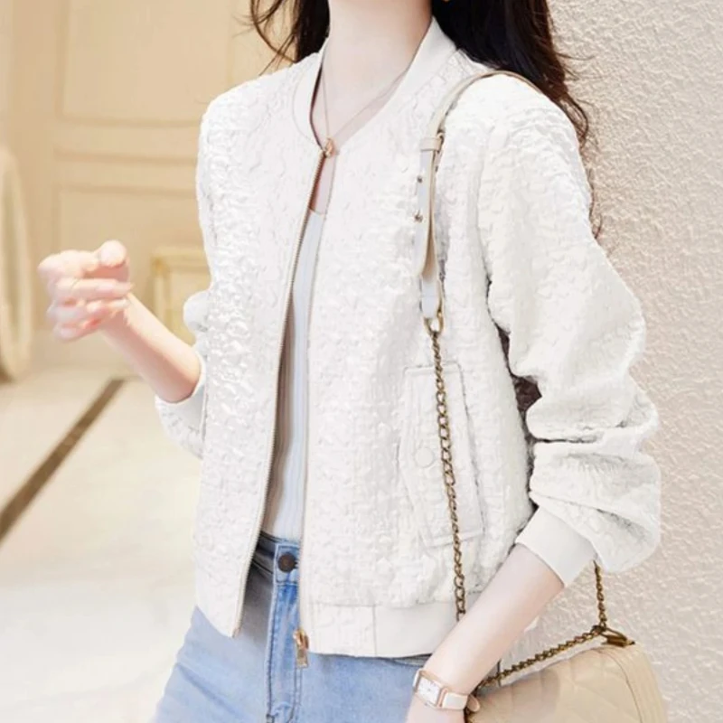 Spring Autumn Baseball Uniform Jacket for Women Short New Products High Quality Outerwears Offer Vintage Long Sleeve Coats Woman