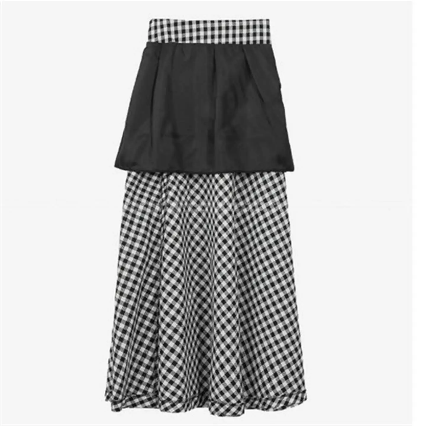 Saia Midi Xadrez de Cintura Alta com Fenda Lateral para Mulheres, Nova Coleção Primavera Verão, Casual para o Dia a Dia, Saia Elegante