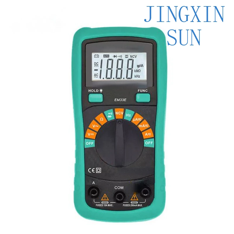 Digital Multimeter EM33E Auto Range Protection AC DC Ammeter Voltmeter Ohm Frequency Electrical Tester Diode Detector