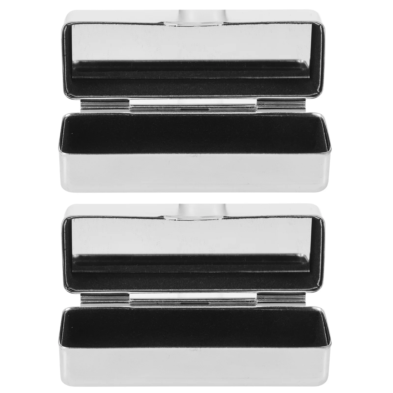 2 stuks lippenstiftdoos metaal retro vierkant ontwerp draagbare organisator spiegel lippenbalsem opbergdoos reismake-up houder
