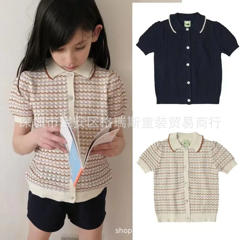 

Jenny&Dave Popular 2024 Spring/Summer New Danish Children's Wear Boys and Girls Baby Knitted Polo Collar Colored Short Sleeve Ca