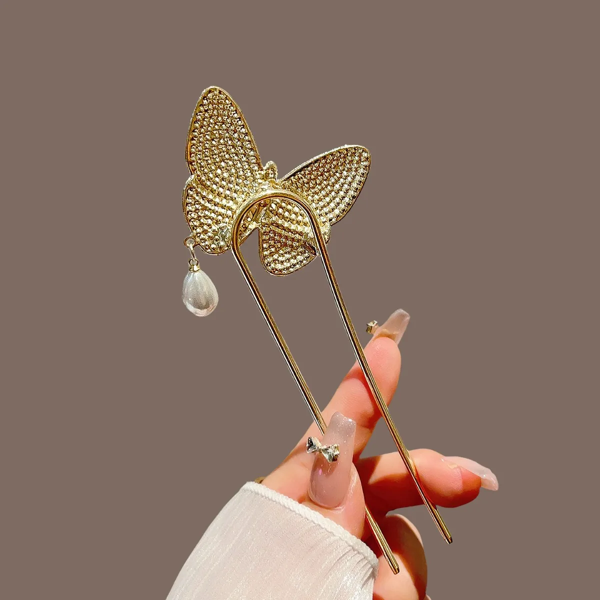 Pearls U Shaped Hair Sticks Fan Shaped Butterfly Tassel Hair Forks Bun Metal Hairpins Elegant Women Jewelry Hair Accessories image 5