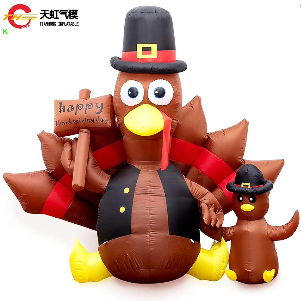 Happy Thanksgiving Day Inflatable Turkey Model Custom Made Inflatable Chicken Families Cartoon for Holiday Decorations