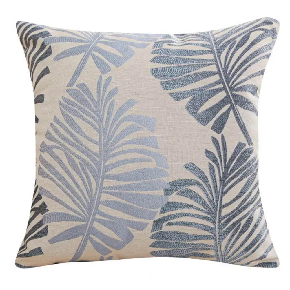 Decorative Pillow Cover with Hidden Zipper Palm Leaf Printed Square Cushion Cover Bedroom Pillowslip