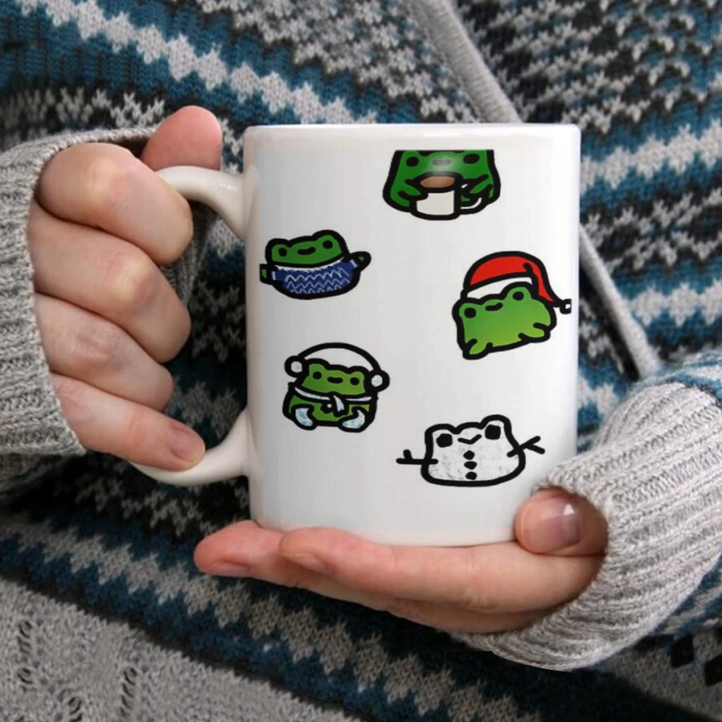 

Christmas Frogs DoodleCoffee Mug Tea Cup 11oz Coffee Cup Funny Birthday Ceramic Mug Personalized Cup