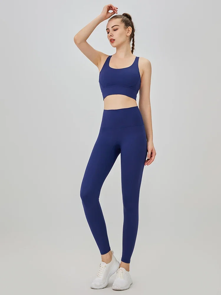 

Комплект из 2 предметов: женский бесшовный спортивный костюм для йоги, тренировок и фитнеса, леггинсы с высокой талией, спортивная одежда для зала